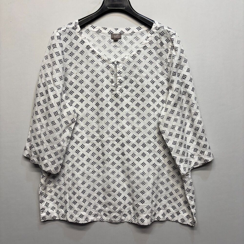 J. Jill Women 3/4 Sleeve 100% Linen Blouse Top Shirt Size XL X-Large D112 -4